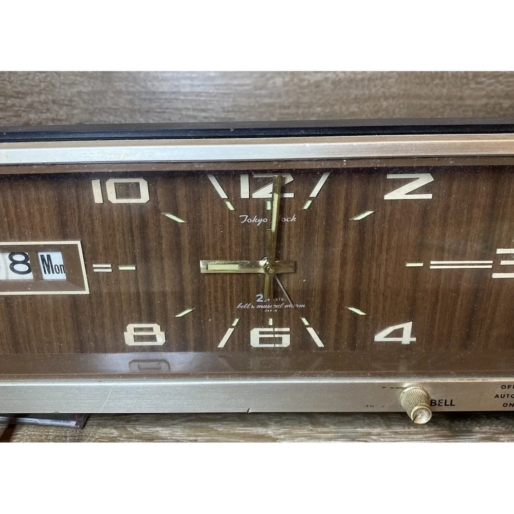 Tokyo Clock Wind Up Alarm music Clock Mid Century *2 jewels* Japan - For Parts